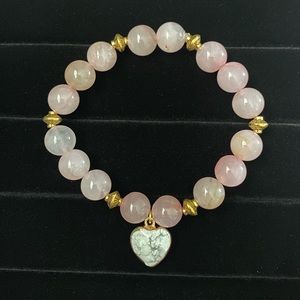 Natural Rose Quartz and Howlite Healing Bracelet